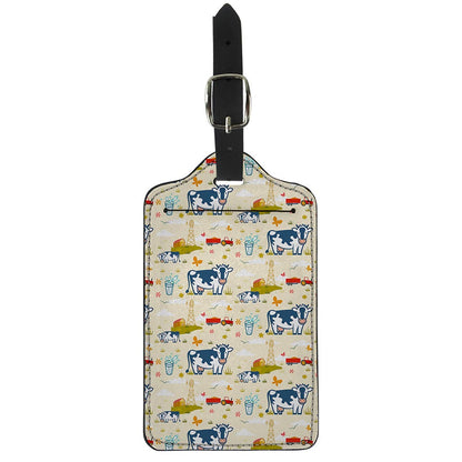 Cartoon Dairy Cow Farm Pattern Print Luggage Tag