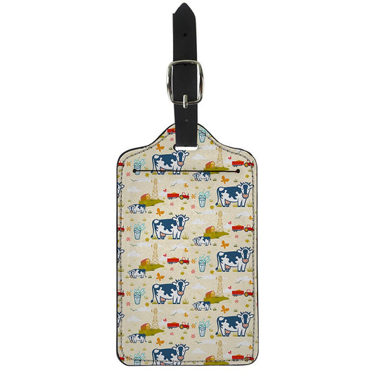 Cartoon Dairy Cow Farm Pattern Print Luggage Tag