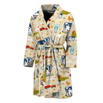 Cartoon Dairy Cow Farm Pattern Print Men's Bathrobe