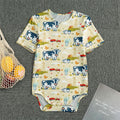 Cartoon Dairy Cow Farm Pattern Print Men's Bodysuit