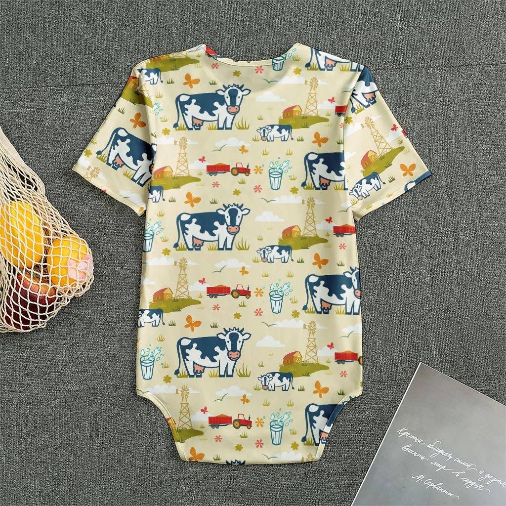 Cartoon Dairy Cow Farm Pattern Print Men's Bodysuit