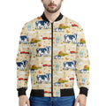 Cartoon Dairy Cow Farm Pattern Print Men's Bomber Jacket