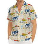 Cartoon Dairy Cow Farm Pattern Print Men's Deep V-Neck Shirt