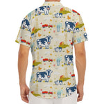 Cartoon Dairy Cow Farm Pattern Print Men's Deep V-Neck Shirt