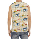 Cartoon Dairy Cow Farm Pattern Print Men's Fitness Tank Top