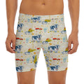 Cartoon Dairy Cow Farm Pattern Print Men's Long Boxer Briefs