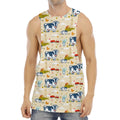 Cartoon Dairy Cow Farm Pattern Print Men's Muscle Tank Top