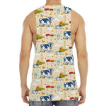 Cartoon Dairy Cow Farm Pattern Print Men's Muscle Tank Top