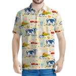 Cartoon Dairy Cow Farm Pattern Print Men's Polo Shirt