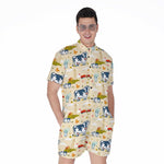 Cartoon Dairy Cow Farm Pattern Print Men's Rompers