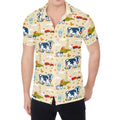 Cartoon Dairy Cow Farm Pattern Print Men's Shirt