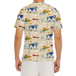 Cartoon Dairy Cow Farm Pattern Print Men's Short Sleeve Rash Guard