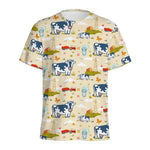 Cartoon Dairy Cow Farm Pattern Print Men's Sports T-Shirt