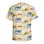 Cartoon Dairy Cow Farm Pattern Print Men's Sports T-Shirt