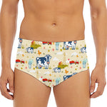 Cartoon Dairy Cow Farm Pattern Print Men's Triangle Swim Briefs