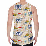 Cartoon Dairy Cow Farm Pattern Print Men's Velvet Tank Top