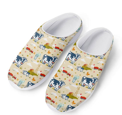 Cartoon Dairy Cow Farm Pattern Print Mesh Casual Shoes