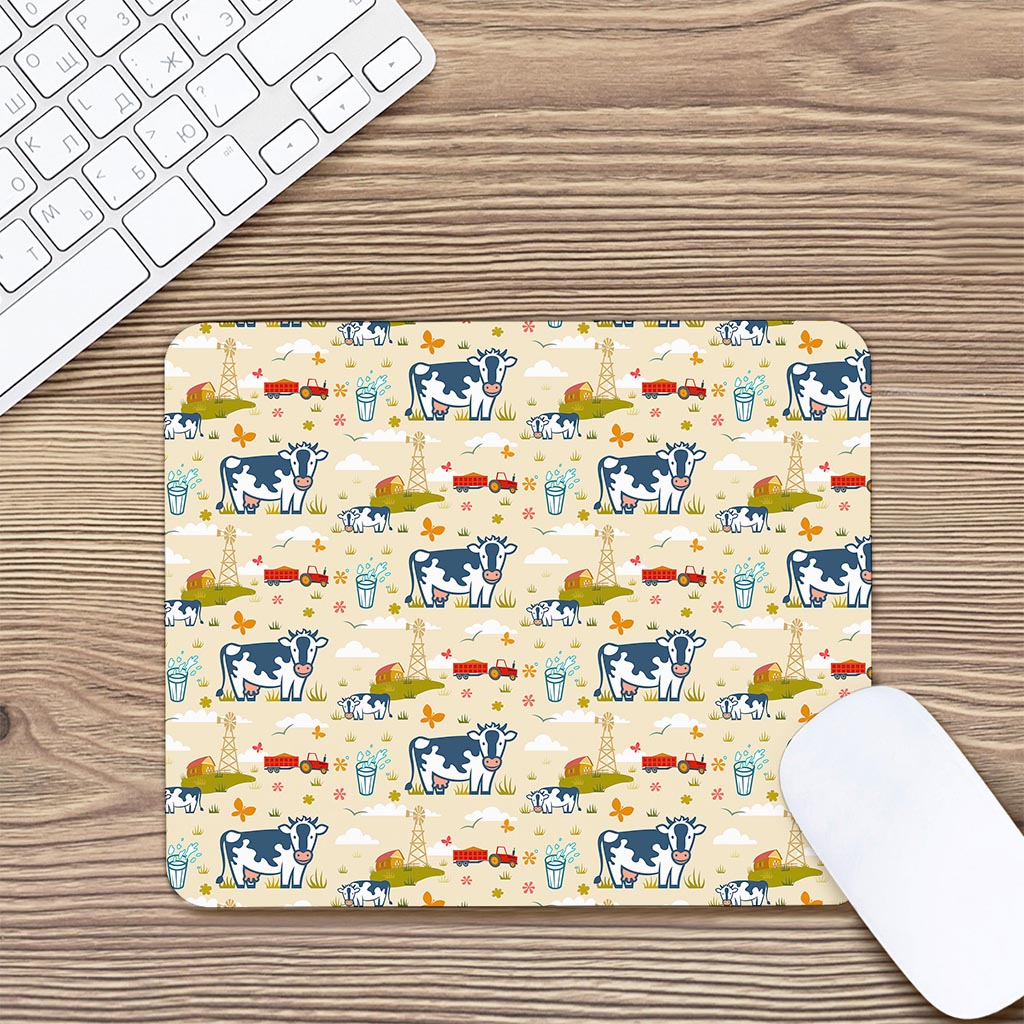 Cartoon Dairy Cow Farm Pattern Print Mouse Pad