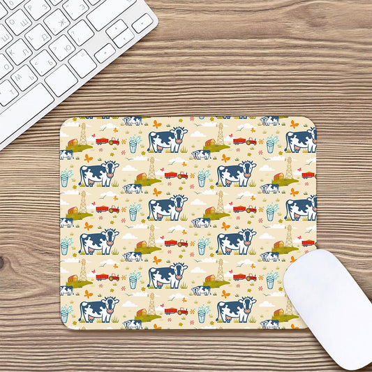 Cartoon Dairy Cow Farm Pattern Print Mouse Pad