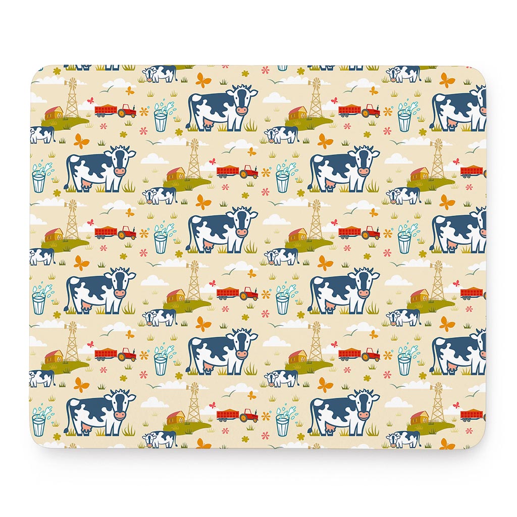 Cartoon Dairy Cow Farm Pattern Print Mouse Pad