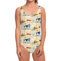 Cartoon Dairy Cow Farm Pattern Print One Piece Swimsuit