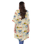 Cartoon Dairy Cow Farm Pattern Print Open Front Beach Cover Up