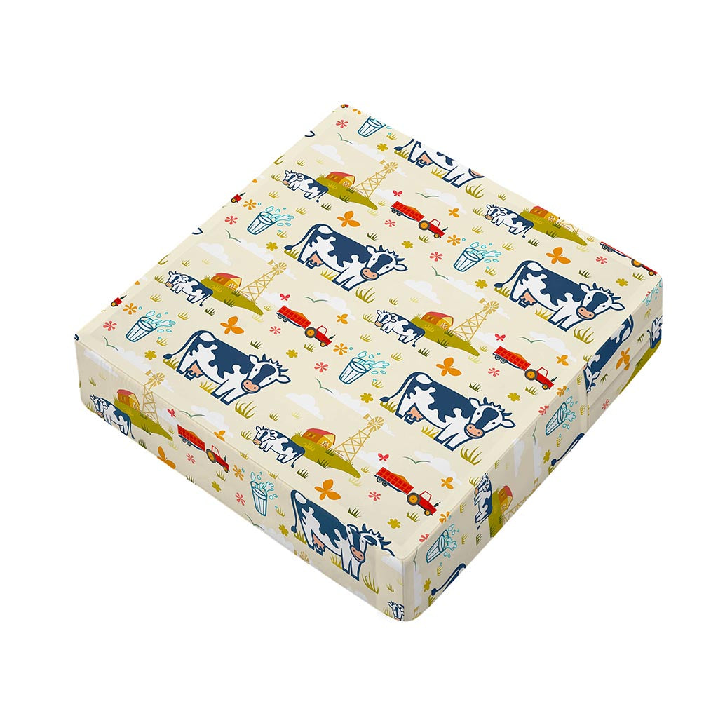 Cartoon Dairy Cow Farm Pattern Print Outdoor Seat Cushion Cover