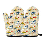 Cartoon Dairy Cow Farm Pattern Print Oven Mitts