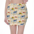 Cartoon Dairy Cow Farm Pattern Print Pencil Mini Skirt