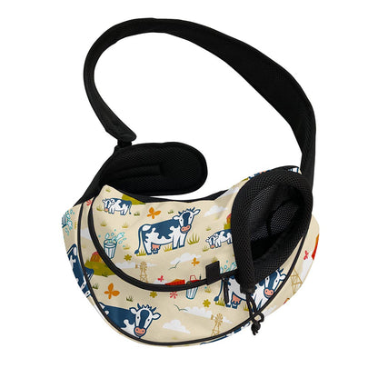 Cartoon Dairy Cow Farm Pattern Print Pet Sling Carrier