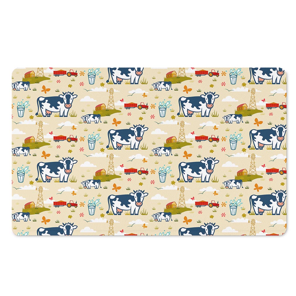 Cartoon Dairy Cow Farm Pattern Print Polyester Doormat