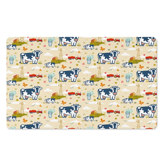Cartoon Dairy Cow Farm Pattern Print Polyester Doormat