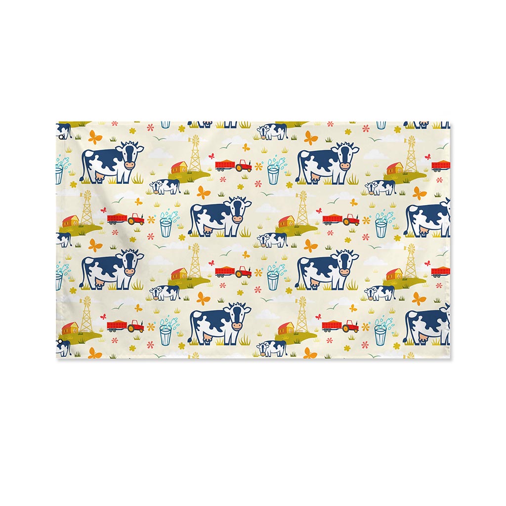 Cartoon Dairy Cow Farm Pattern Print Polyester Flag