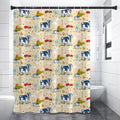 Cartoon Dairy Cow Farm Pattern Print Premium Shower Curtain