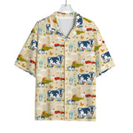 Cartoon Dairy Cow Farm Pattern Print Rayon Hawaiian Shirt