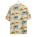 Cartoon Dairy Cow Farm Pattern Print Rayon Hawaiian Shirt