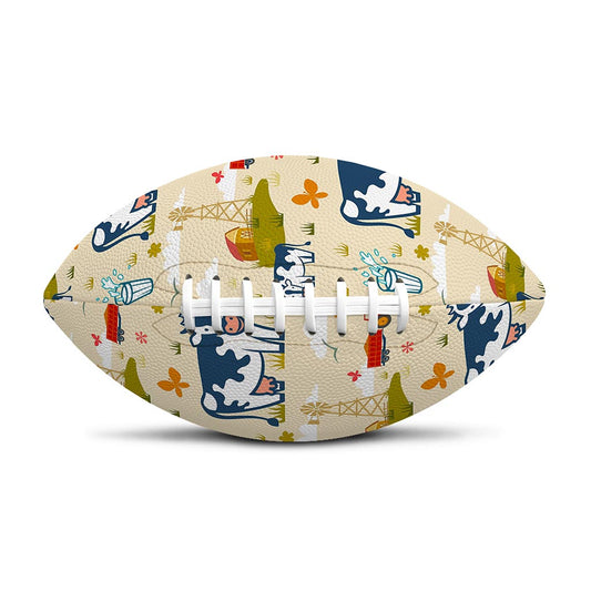 Cartoon Dairy Cow Farm Pattern Print Rugby Ball