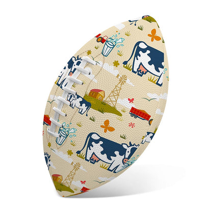 Cartoon Dairy Cow Farm Pattern Print Rugby Ball