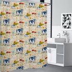 Cartoon Dairy Cow Farm Pattern Print Shower Curtain