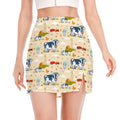 Cartoon Dairy Cow Farm Pattern Print Side Slit Mini Skirt