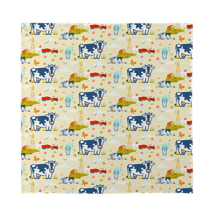 Cartoon Dairy Cow Farm Pattern Print Silk Bandana