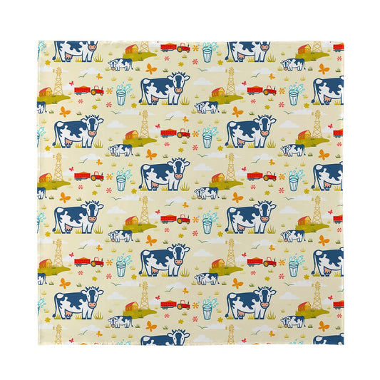 Cartoon Dairy Cow Farm Pattern Print Silk Bandana