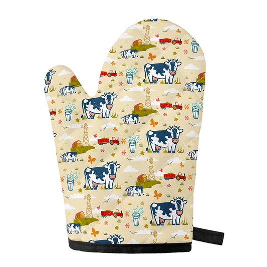 Cartoon Dairy Cow Farm Pattern Print Single Oven Mitt