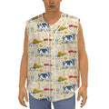 Cartoon Dairy Cow Farm Pattern Print Sleeveless Baseball Jersey