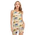 Cartoon Dairy Cow Farm Pattern Print Sleeveless One Piece Swimsuit