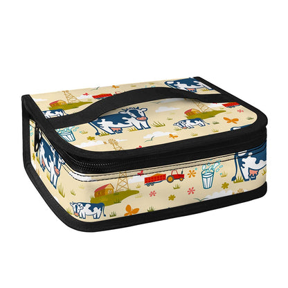 Cartoon Dairy Cow Farm Pattern Print Small Lunch Bag