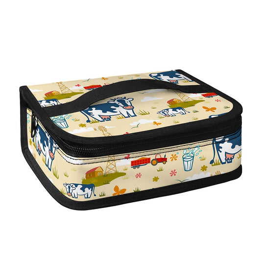 Cartoon Dairy Cow Farm Pattern Print Small Lunch Bag