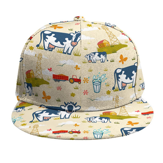 Cartoon Dairy Cow Farm Pattern Print Snapback Cap