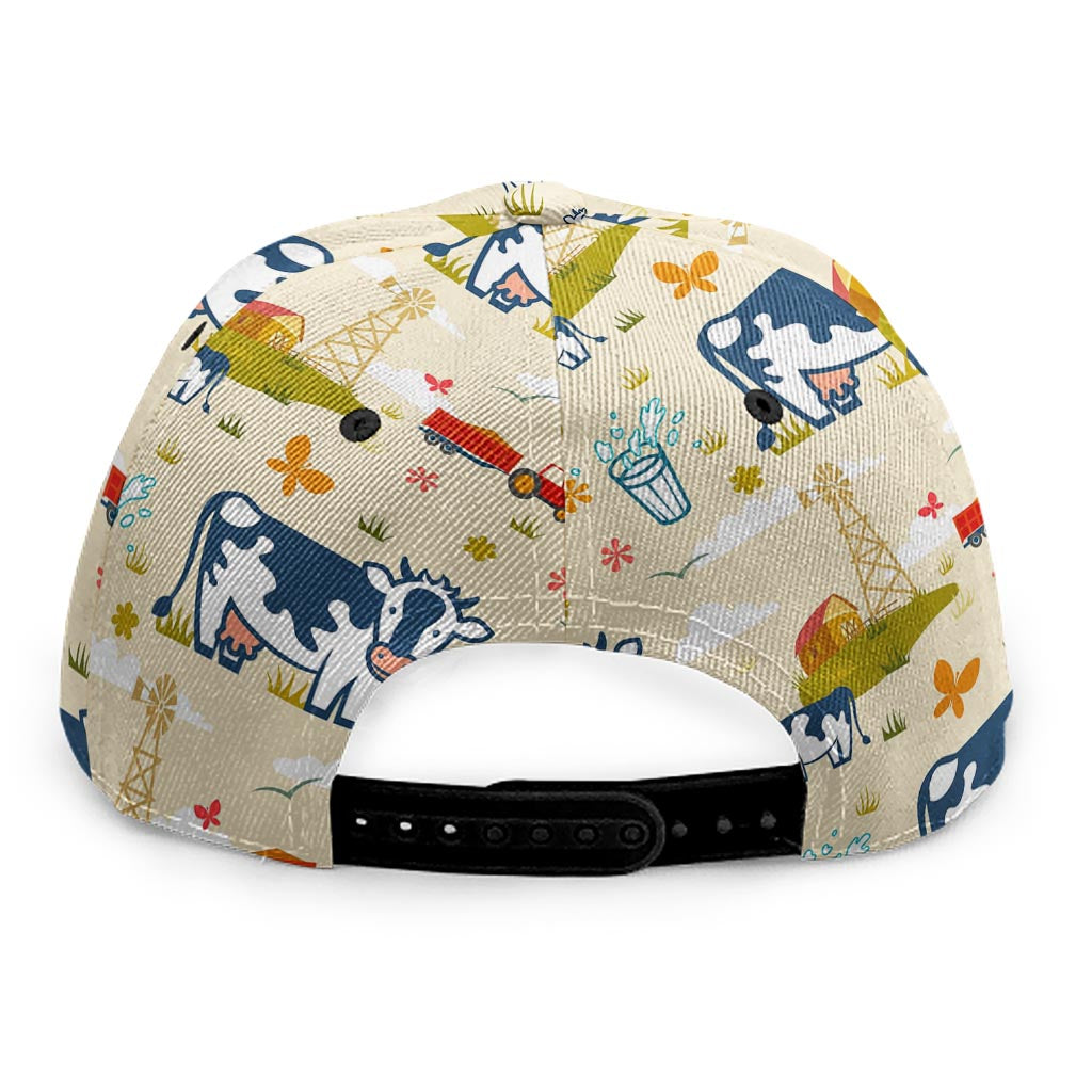 Cartoon Dairy Cow Farm Pattern Print Snapback Cap