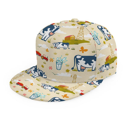 Cartoon Dairy Cow Farm Pattern Print Snapback Cap
